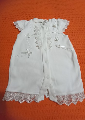 Dantel Detaylı Beyaz Nakışlı Bebek Kız Tulum - Görsel 2