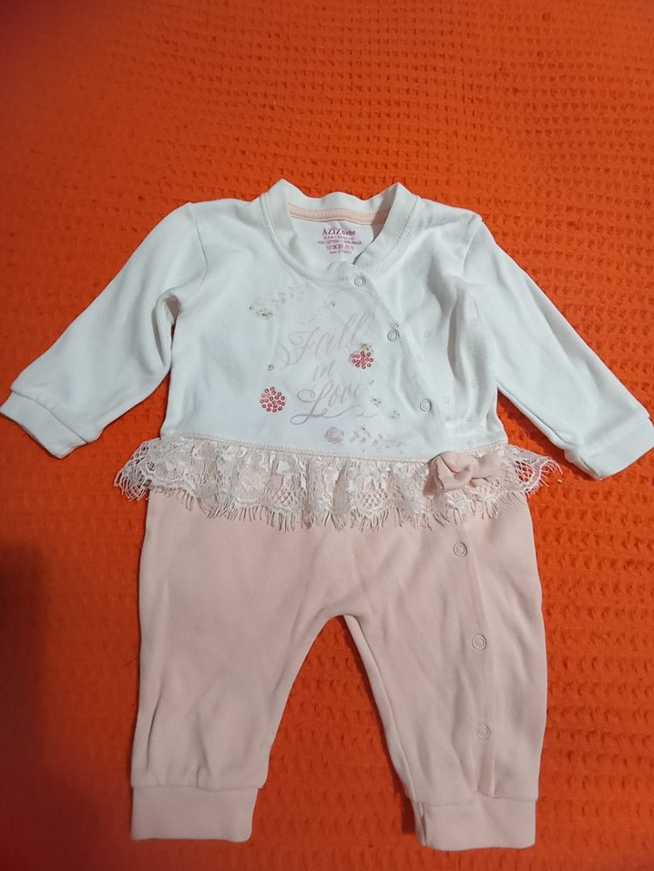 Kız Bebek Dantel Detaylı Uzun Kollu Tulum - Görsel 2