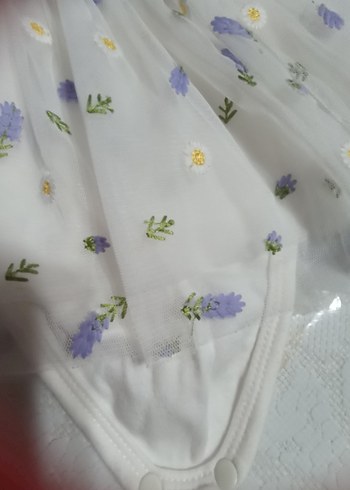 Nakışlı Dantel Detaylı Beyaz Kız Çocuk Elbise - Görsel 4