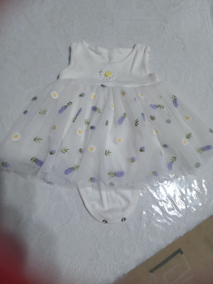 Nakışlı Dantel Detaylı Beyaz Kız Çocuk Elbise - Görsel 3