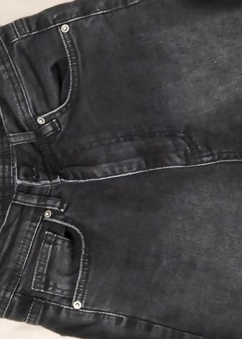 Siyah Bol Kesim Midi Kadın Kot Pantolon - Görsel 2