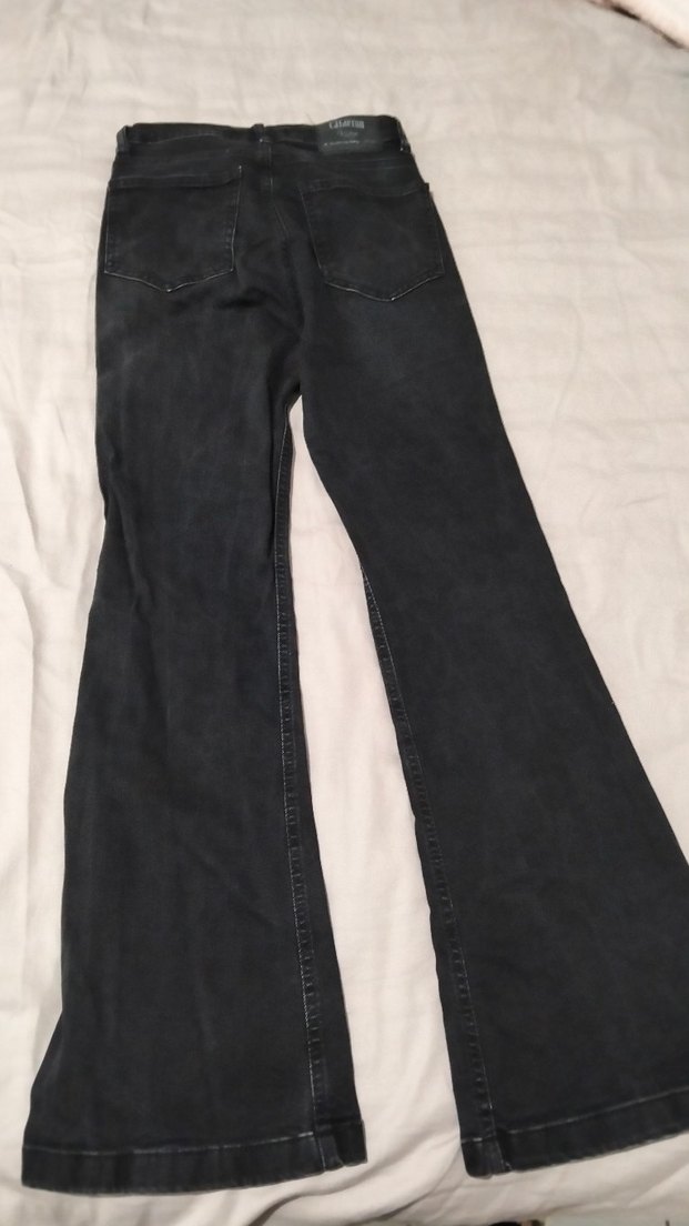 Siyah Bol Kesim Midi Kadın Kot Pantolon - Görsel 4