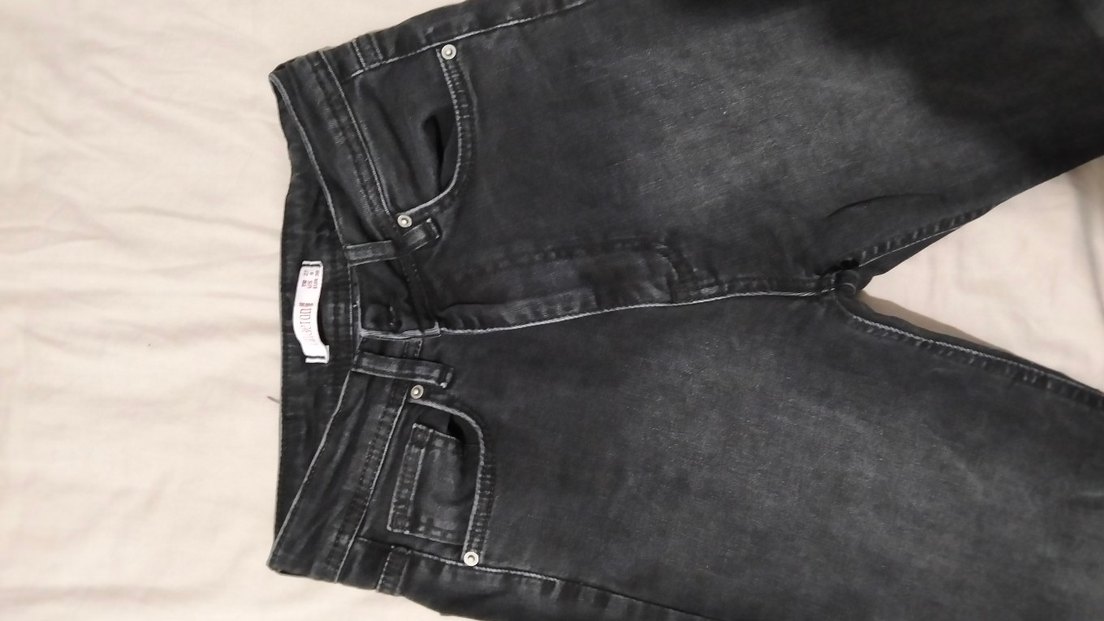 Siyah Bol Kesim Midi Kadın Kot Pantolon - Görsel 2