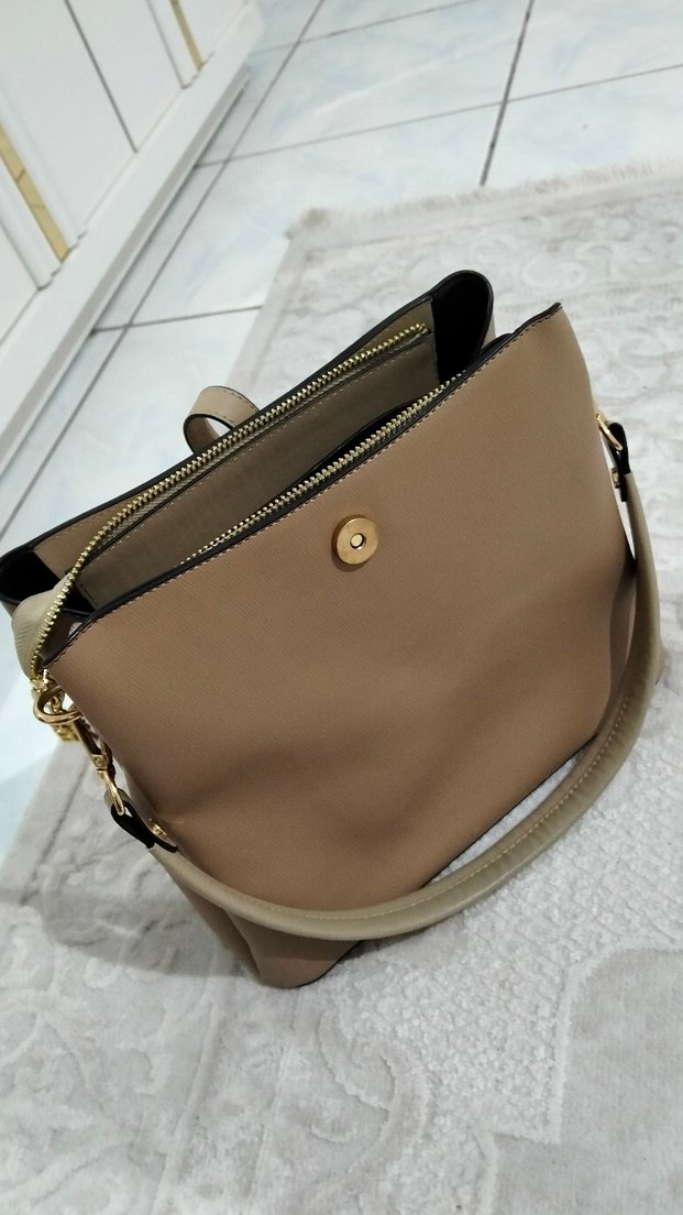 Bej Deri Kadın Çantası - Görsel 2