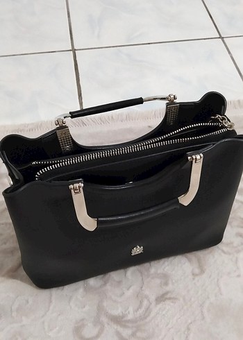 Kadın Siyah Deri Tokalı Çanta - Görsel 2