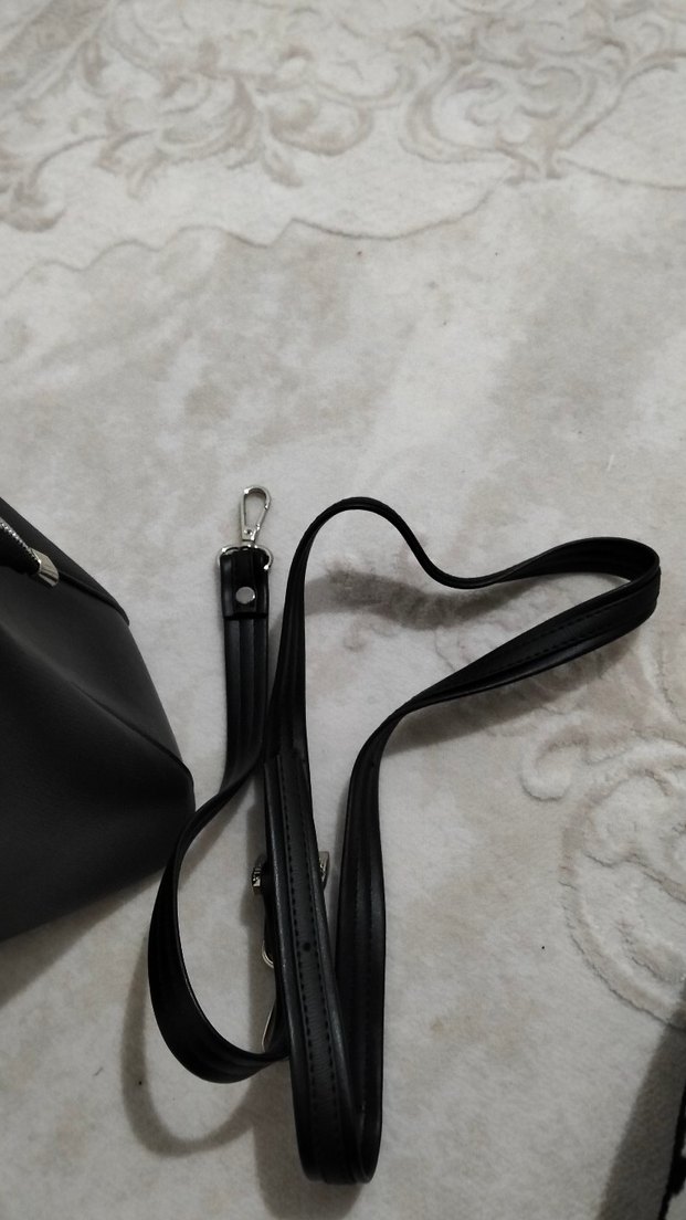 Kadın Siyah Deri Tokalı Çanta - Görsel 4