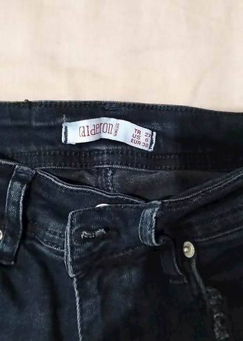 Düğmeli Lacivert Kadın Midi Kot Pantolon - Görsel 2