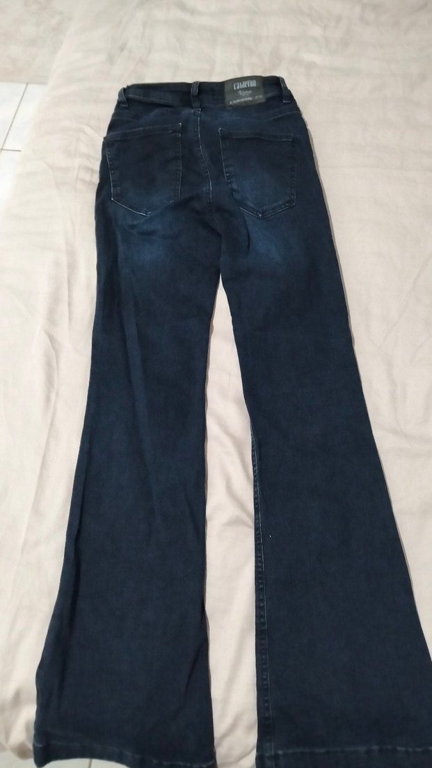 Düğmeli Lacivert Kadın Midi Kot Pantolon - Görsel 4