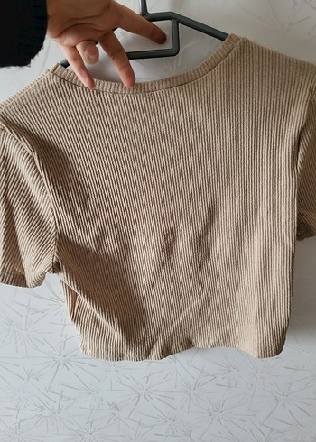 Bohem Tarz Kısa Kollu Örme Kadın Tişört - Görsel 3