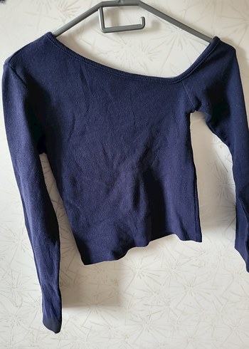 Lacivert Kadın Fitilli Triko Kazak - Görsel 2