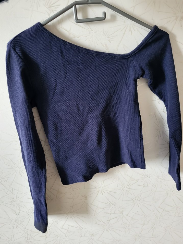 Lacivert Kadın Fitilli Triko Kazak - Görsel 2