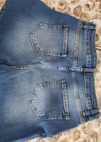 s Beden Düğmeli Mavi Kadın Mini Denim Şort