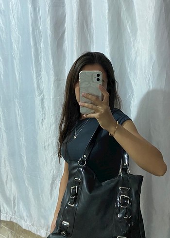  Beden siyah Renk Vintage Deri Goth çanta