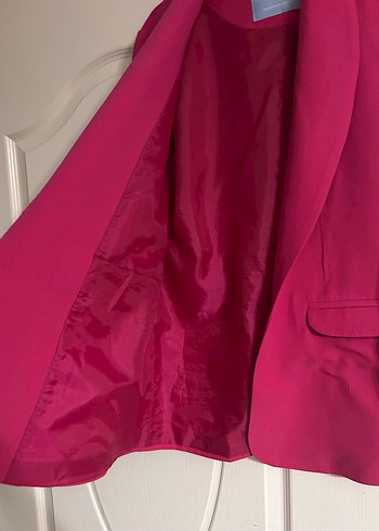 xxl Beden Düğmeli Pembe Kadın Blazer Ceket