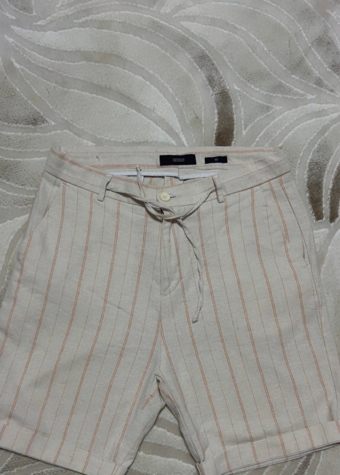 Bej Pamuk Kadın Bermuda Şort - Görsel 4