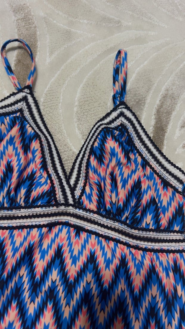 Renkli Pilili Bohem Stil Kadın Mayo - Görsel 2