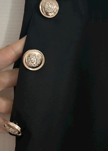 Düğmeli siyah Kadın kumaş Pantolon - Görsel 7