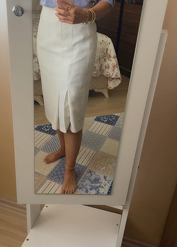 Beyaz Midi Kalem Etek - Görsel 3