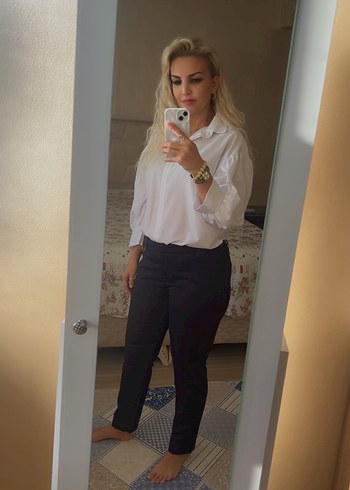 Olalook marka Kadın Beyaz Pamuklu Uzun Kollu Ofis Gömleği - Görsel 3