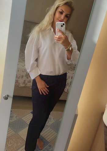 Olalook marka Kadın Beyaz Pamuklu Uzun Kollu Ofis Gömleği - Görsel 4