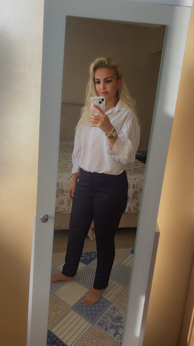 Olalook marka Kadın Beyaz Pamuklu Uzun Kollu Ofis Gömleği - Görsel 3