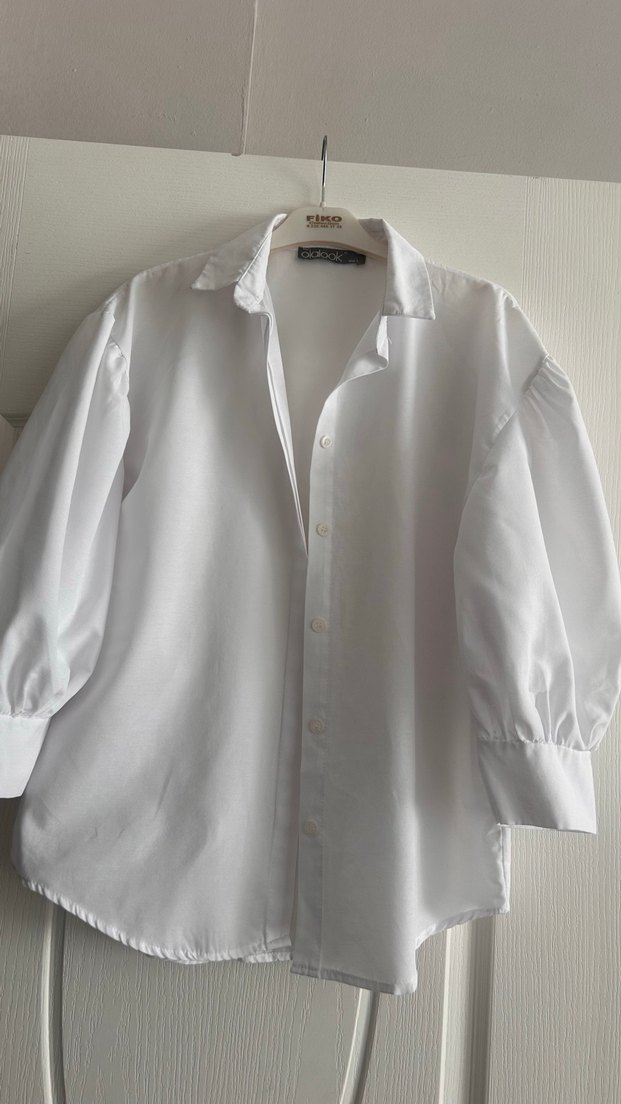 Olalook marka Kadın Beyaz Pamuklu Uzun Kollu Ofis Gömleği - Görsel 5