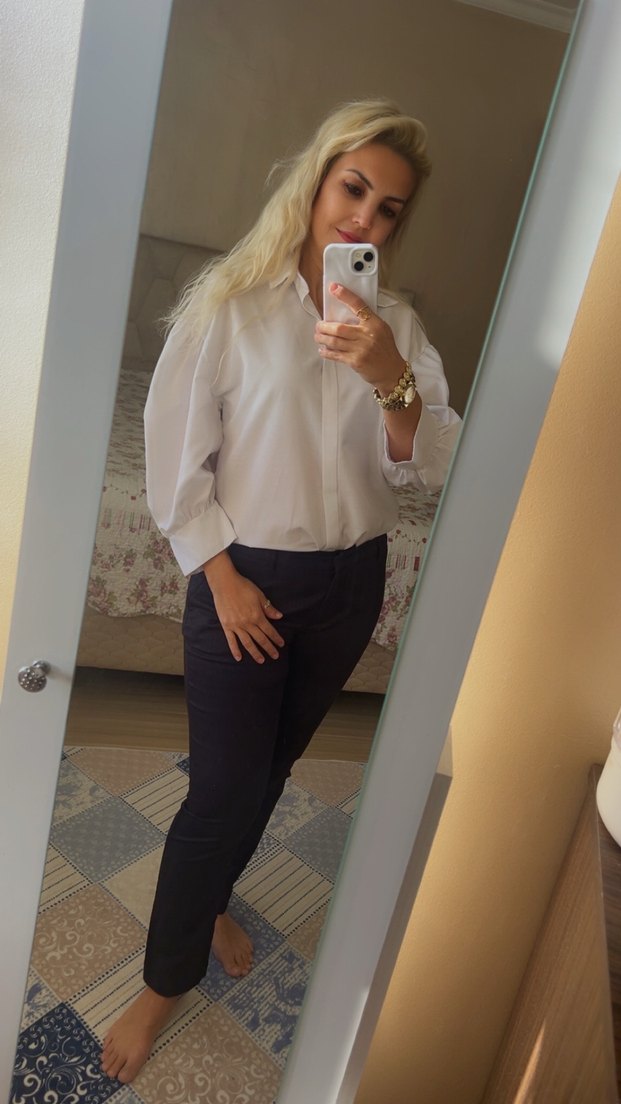 Olalook marka Kadın Beyaz Pamuklu Uzun Kollu Ofis Gömleği - Görsel 4