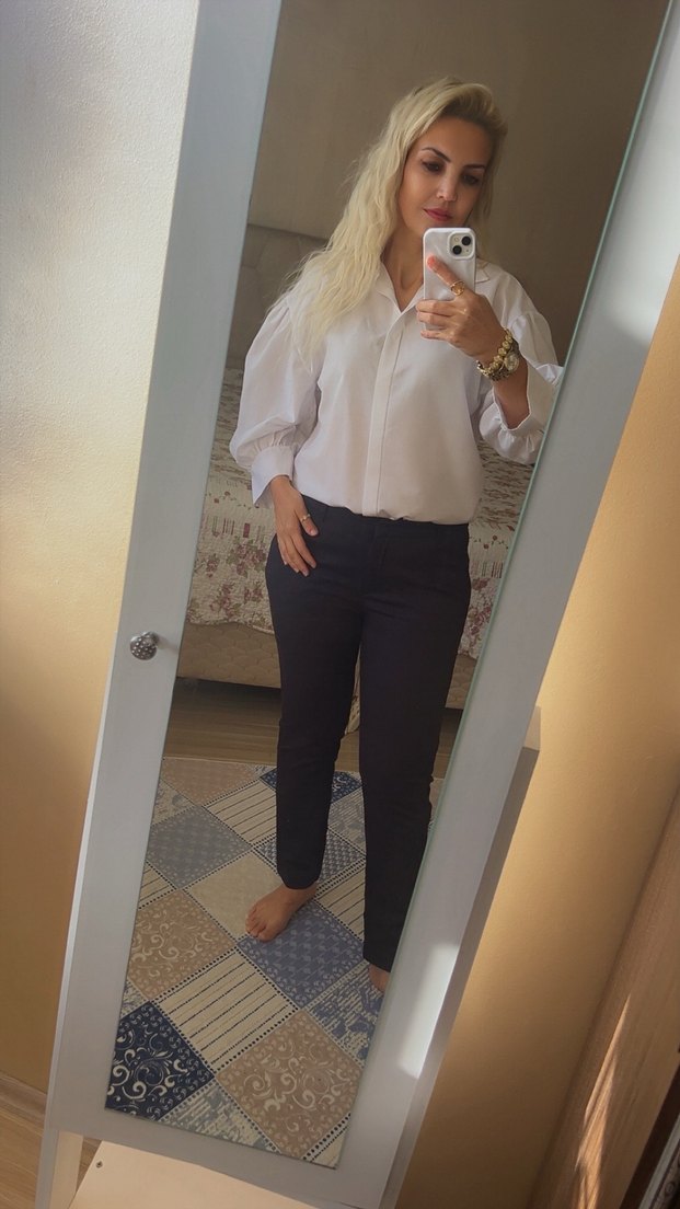 Olalook marka Kadın Beyaz Pamuklu Uzun Kollu Ofis Gömleği - Görsel 2