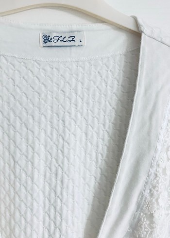 Nakışlı Beyaz Bohem Uzun Kollu Midi sabahlık - Görsel 6