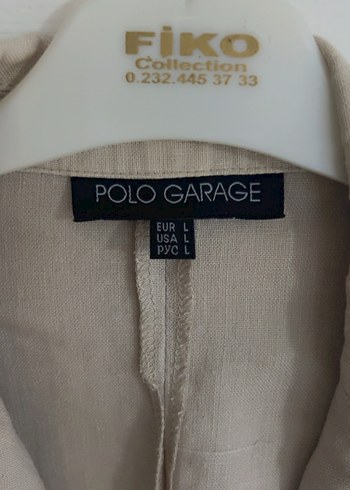Polo garage Bej Düğmeli Kadın Keten Blazer Ceket - Görsel 5