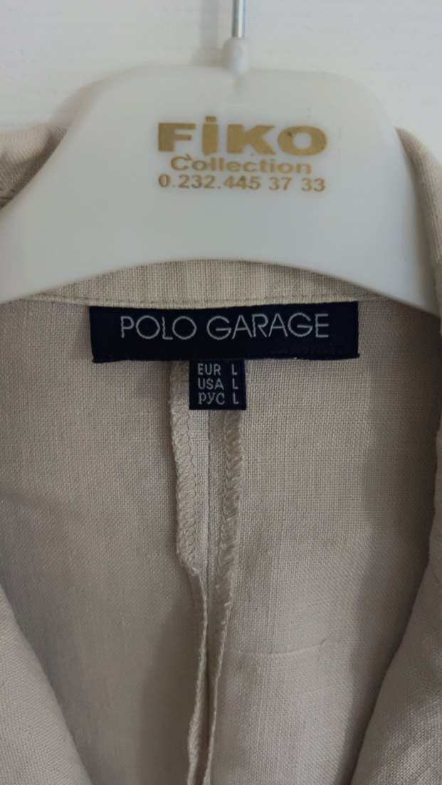 Polo garage Bej Düğmeli Kadın Keten Blazer Ceket - Görsel 5