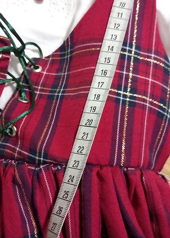 Kırmızı Kareli Askılı Kız Çocuk Elbise - Görsel 12