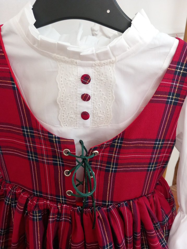 Kırmızı Kareli Askılı Kız Çocuk Elbise - Görsel 4