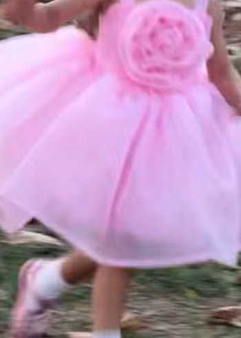 Pembe Çiçekli Kız Çocuk Elbisesi - Görsel 2