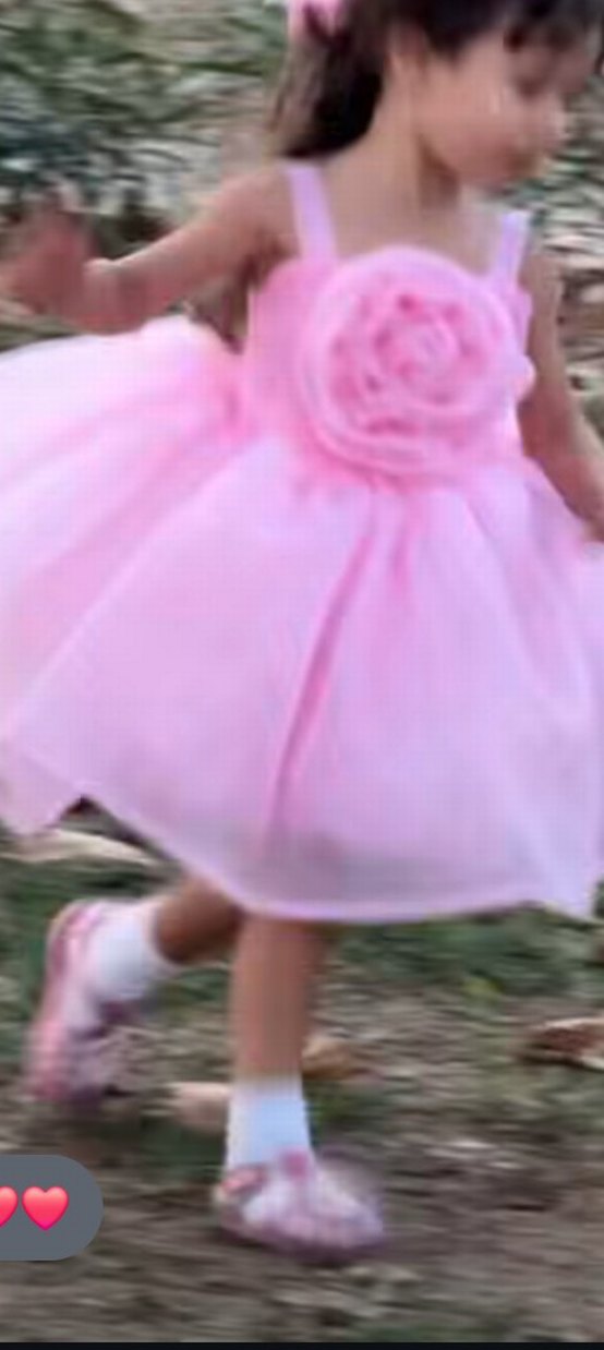 Pembe Çiçekli Kız Çocuk Elbisesi - Görsel 2