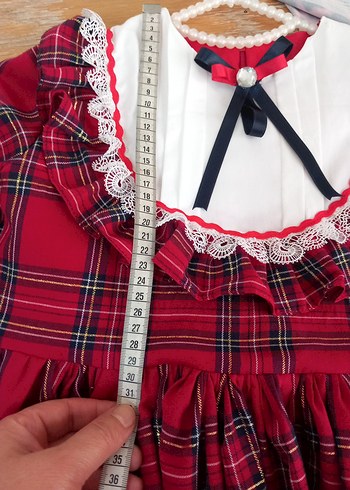 Kız Çocuk Kırmızı Ekiseli Fırfırlı Elbise - Görsel 4