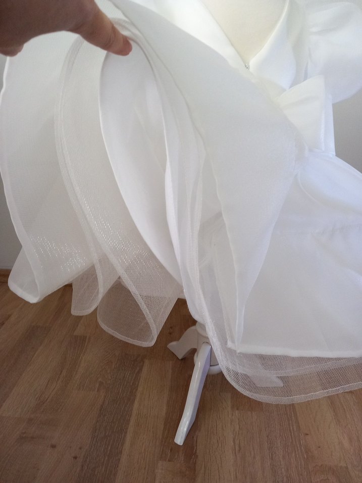 Beyaz Kız Çocuk Balon kollu Elbise - Görsel 5