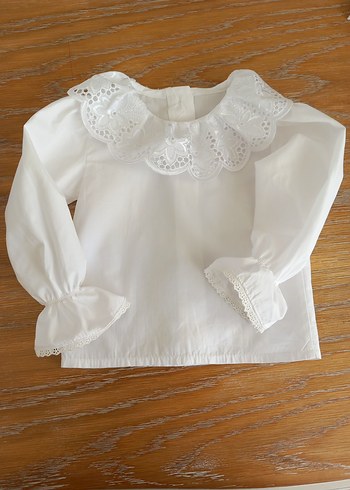 Dantel Yakalı Beyaz Kız Gömleği - Görsel 2