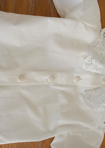 Dantel Yakalı Beyaz Kız Gömleği - Görsel 3
