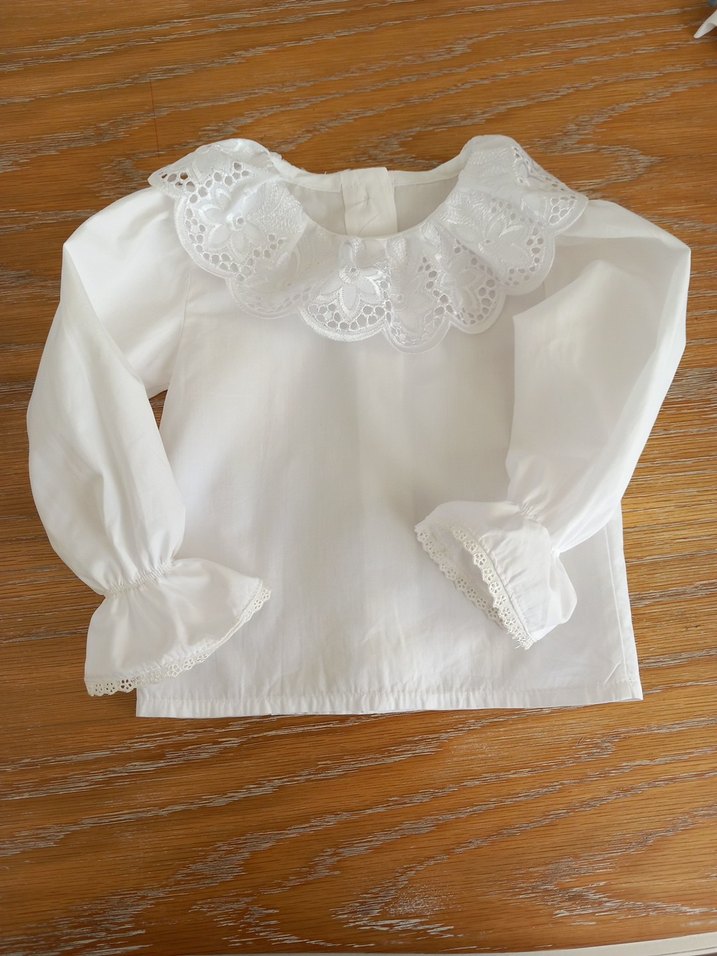 Dantel Yakalı Beyaz Kız Gömleği - Görsel 2