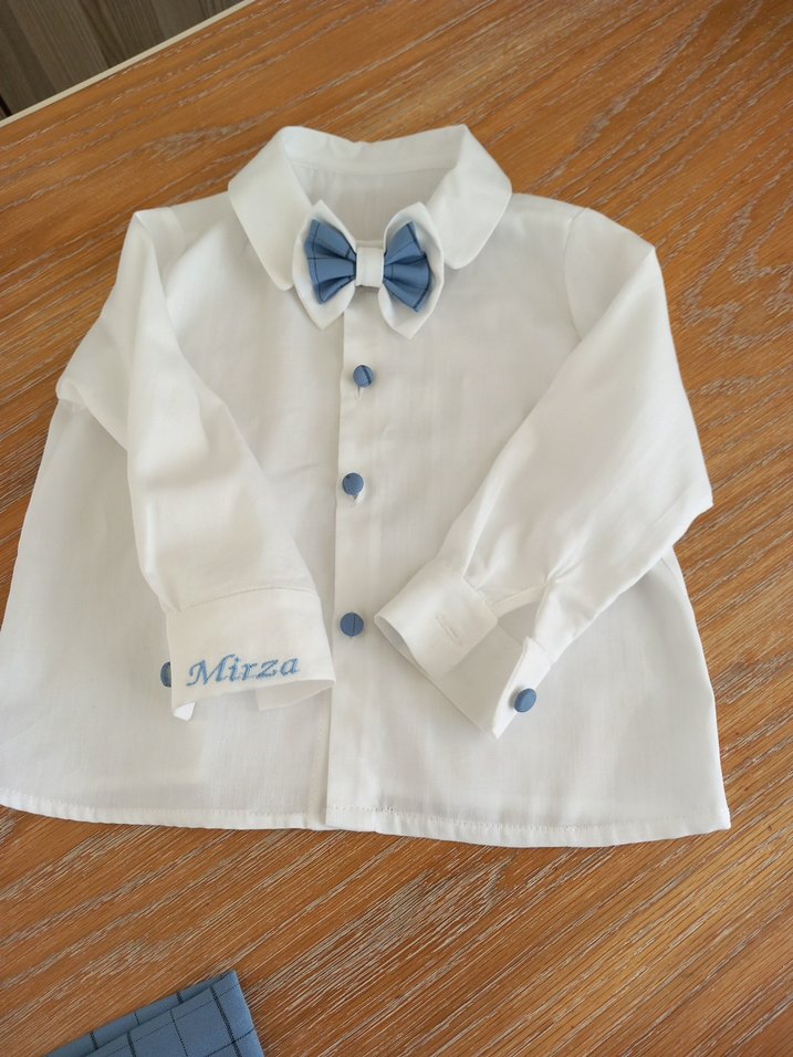 Düğmeli Mavi Ekose Bebek Erkek Takım - Görsel 3