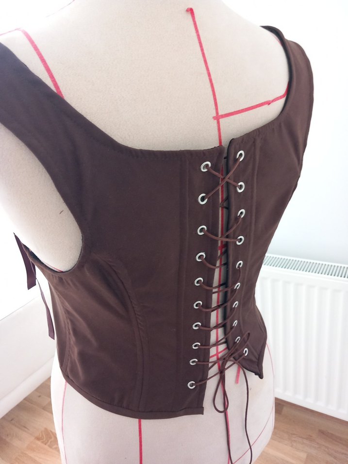 Kahverengi Deri Goth Strappy Bustier - Görsel 2