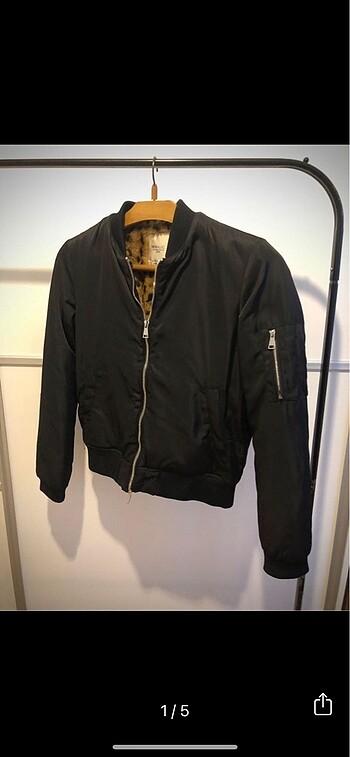 Siyah ici desenli zara bomber mont ceket