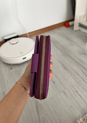 Diğer Mor Deri Fermuarlı Kadın Cüzdanı