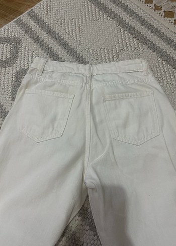xs Beden Beyaz Düğmeli Kadın Kot Pantolon