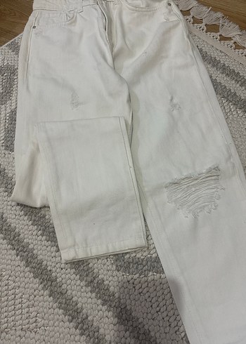 xs Beden beyaz Renk Beyaz Düğmeli Kadın Kot Pantolon
