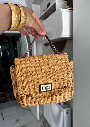 Primark Örgü Dokulu Kahverengi Bohem Kadın Çanta