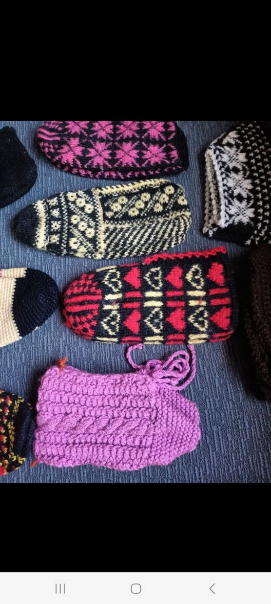 Renkli Desenli Örgü Kadın Ev patigi - Görsel 2