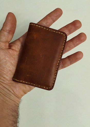 Hakiki deri Taba rengi Minimalist Erkek kartlık - Görsel 3