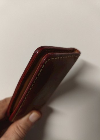 Hakiki deri Taba rengi Minimalist Erkek kartlık - Görsel 6